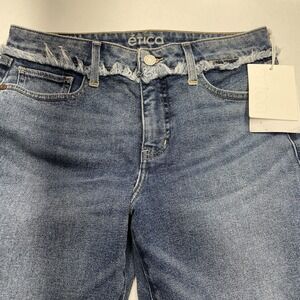 Etica Women's Jeans 29 Gigi Blue Curvy Raw Edge Angled Ankle‎
